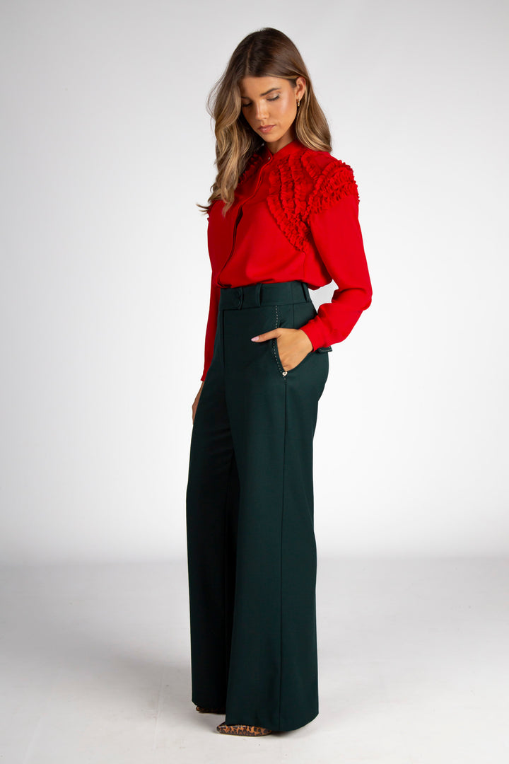 BLUSA VERMELHA COM FOLHOS SILVINA CAMPOS