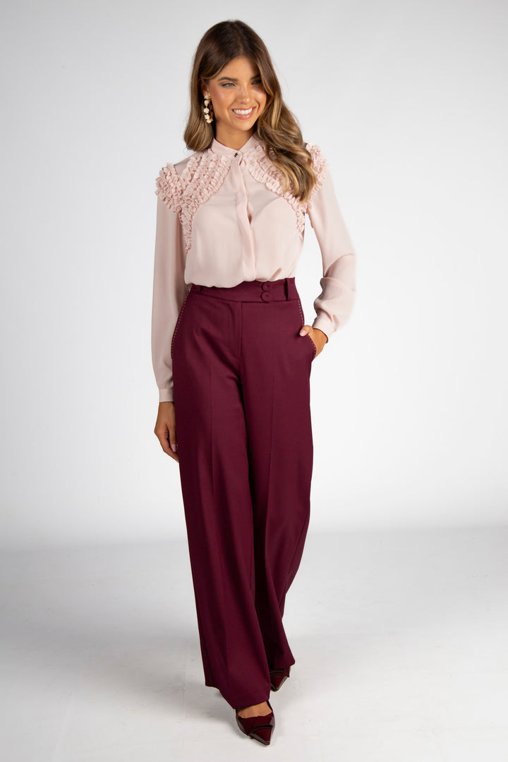 BLUSA ROSA COM FOLHOS SILVINA CAMPOS
