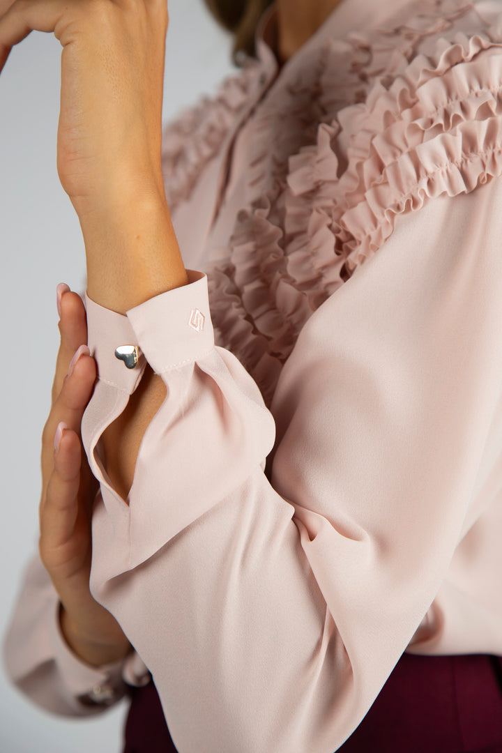 BLUSA ROSA COM FOLHOS SILVINA CAMPOS