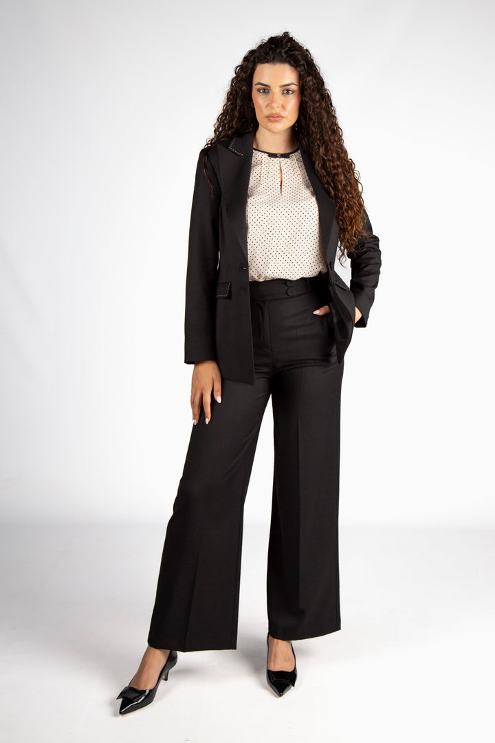 BLAZER PRETO COM DETALHE DE COSTURA SILVINA CAMPOS