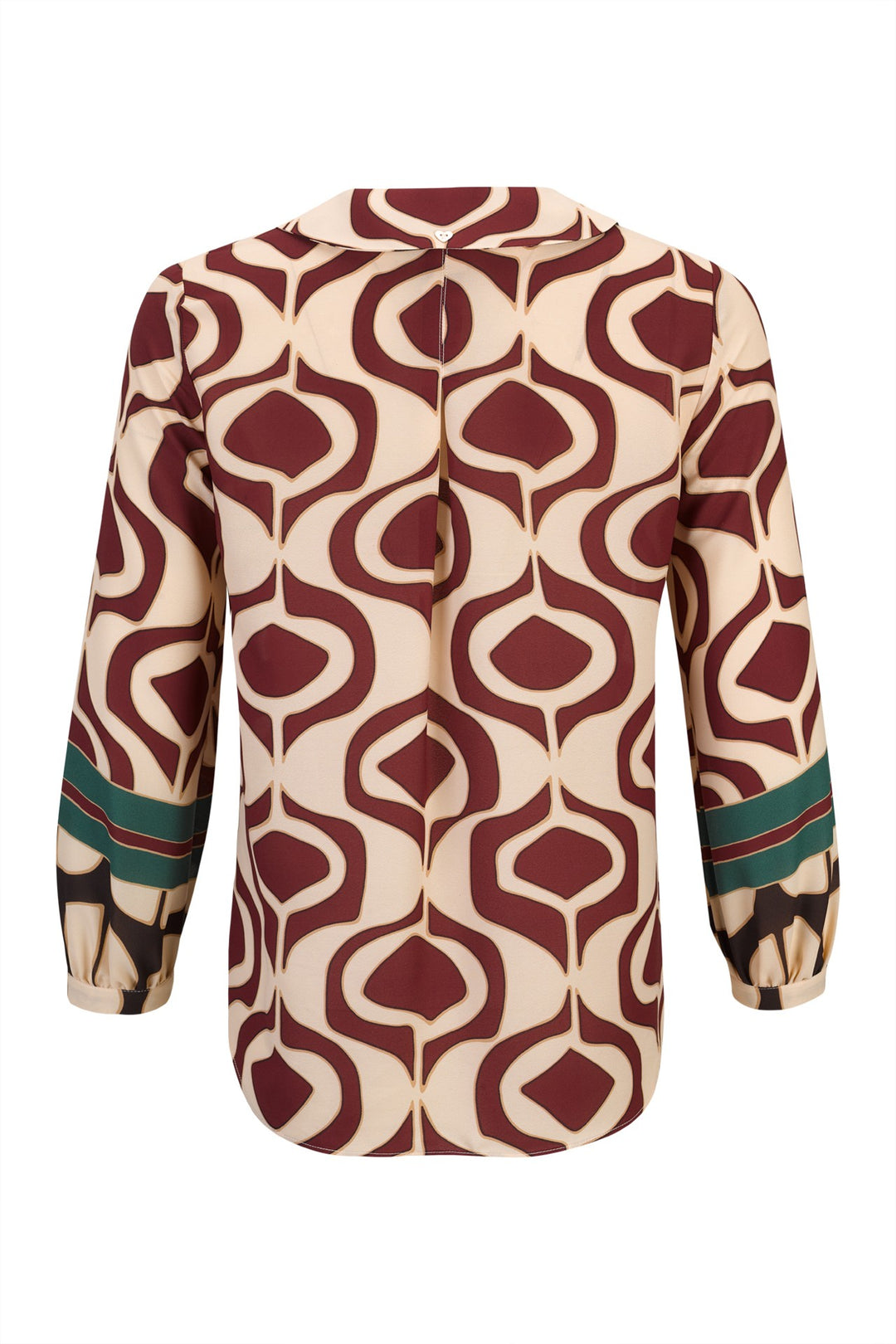 BLUSA ESTAMPADA EM TONS DE BORDO E BEGE SILVINA CAMPOS
