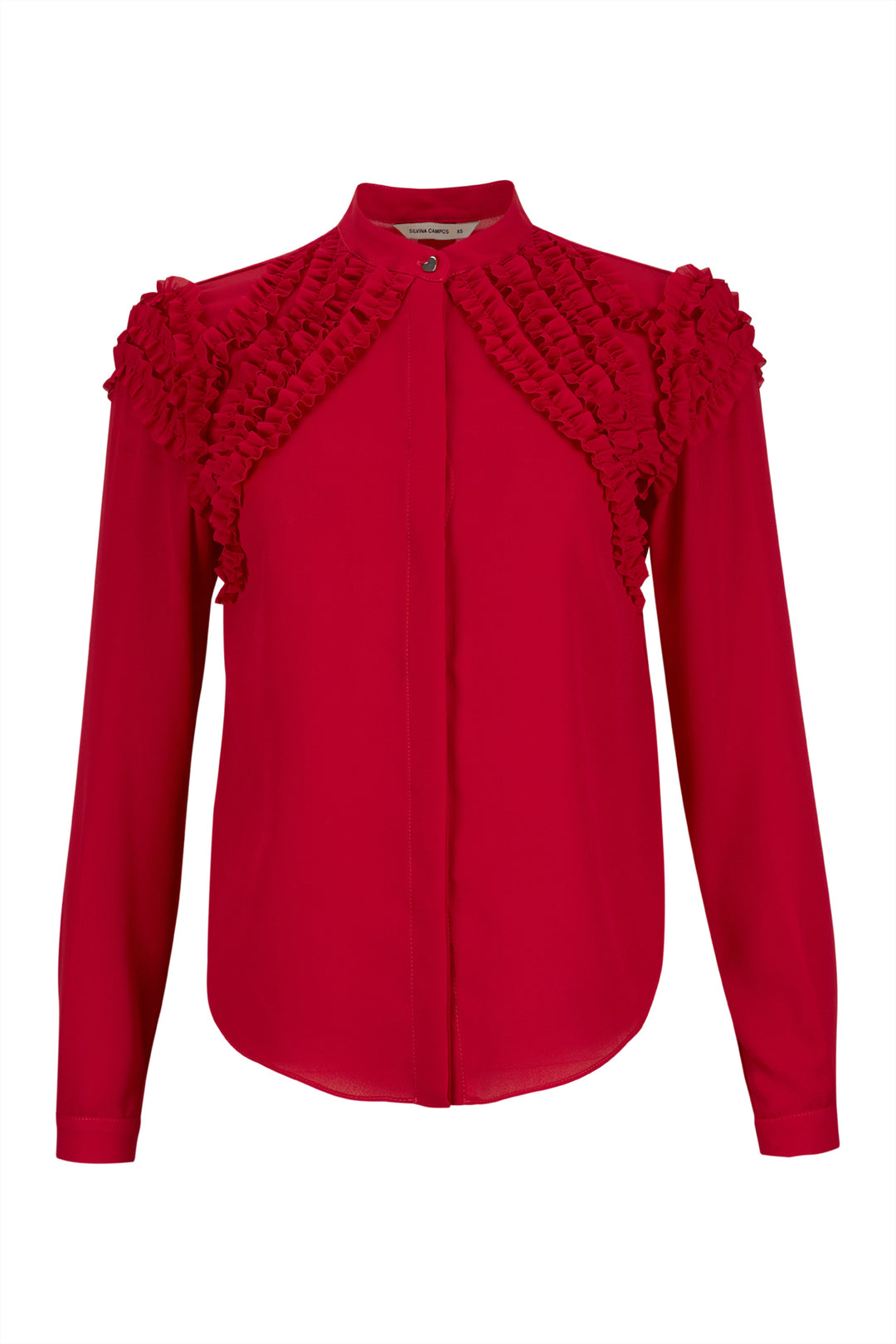 BLUSA VERMELHA COM FOLHOS SILVINA CAMPOS
