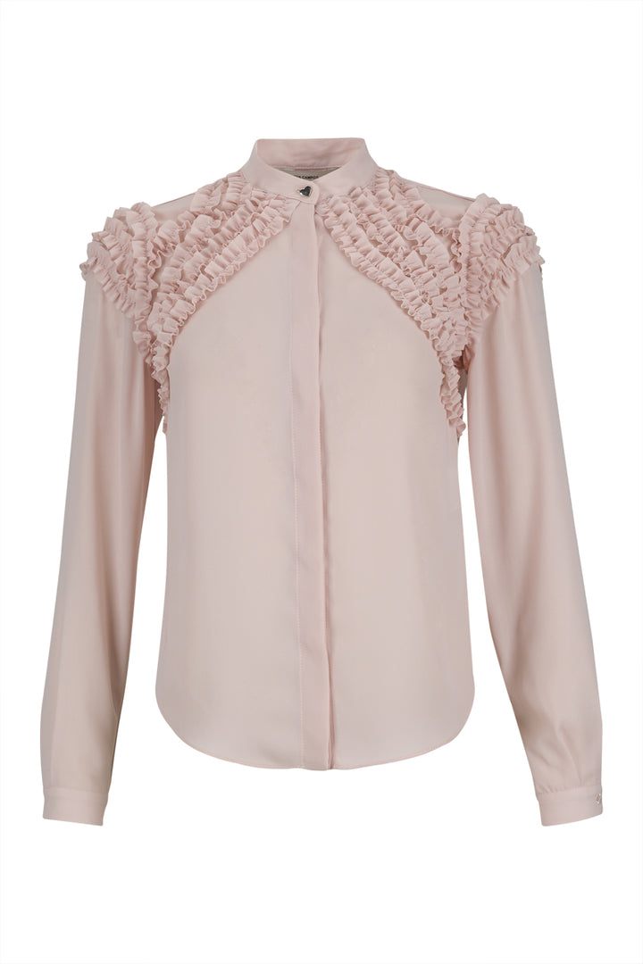 BLUSA ROSA COM FOLHOS SILVINA CAMPOS