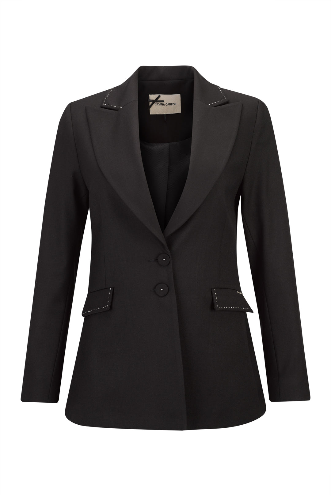 BLAZER PRETO COM DETALHE DE COSTURA SILVINA CAMPOS