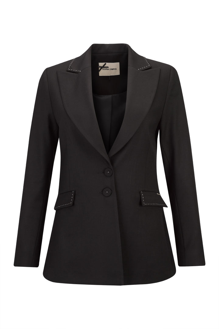 BLAZER PRETO COM DETALHE DE COSTURA SILVINA CAMPOS