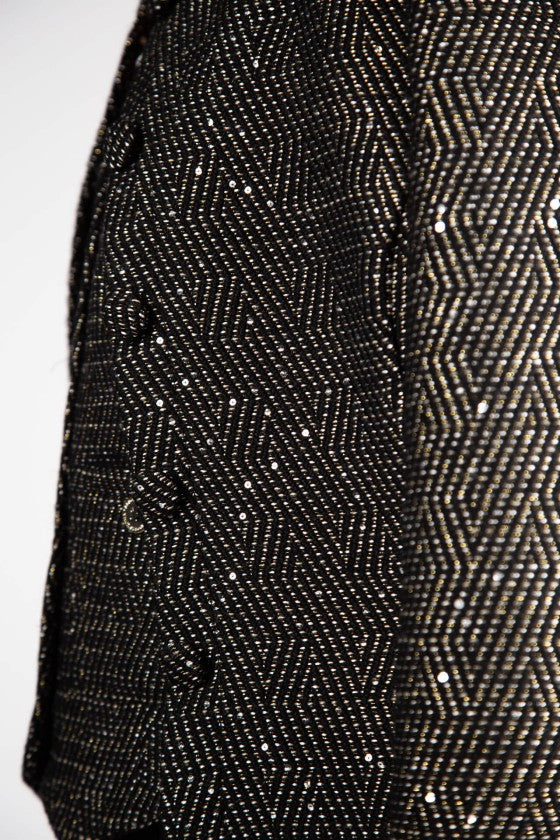 CASACO TWEED PRETO COM BRILHO SILVINA CAMPOS