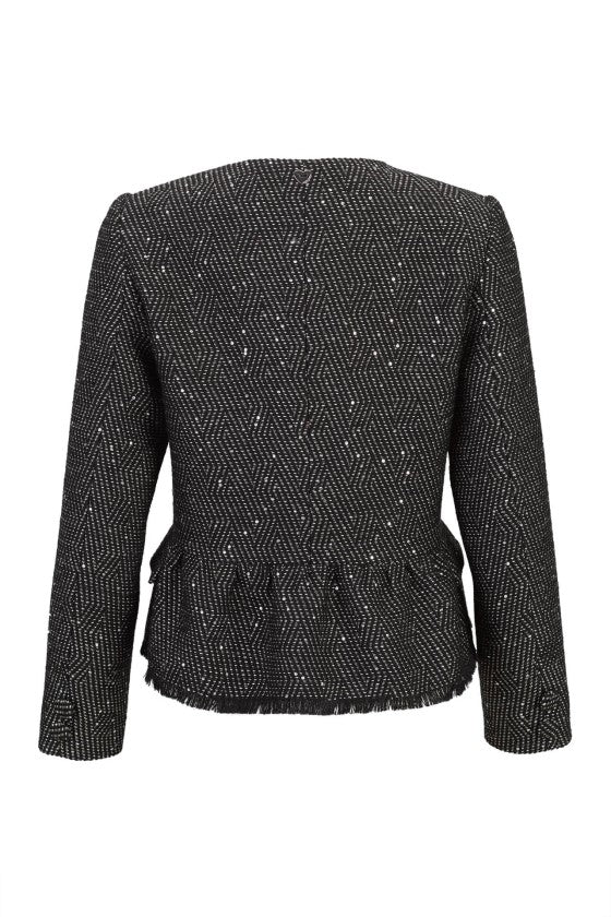 CASACO TWEED PRETO COM BRILHO SILVINA CAMPOS