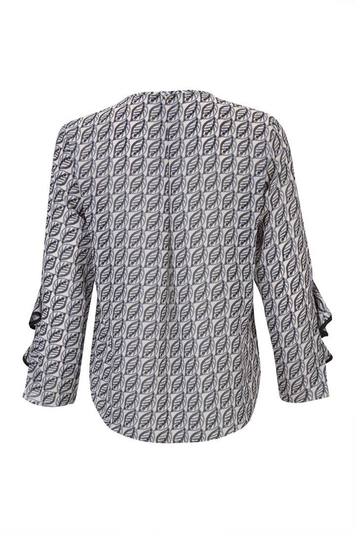 BLUSA ESTAMPADA FOLHAS COM DETALHE DE FOLHO SILVINA CAMPOS