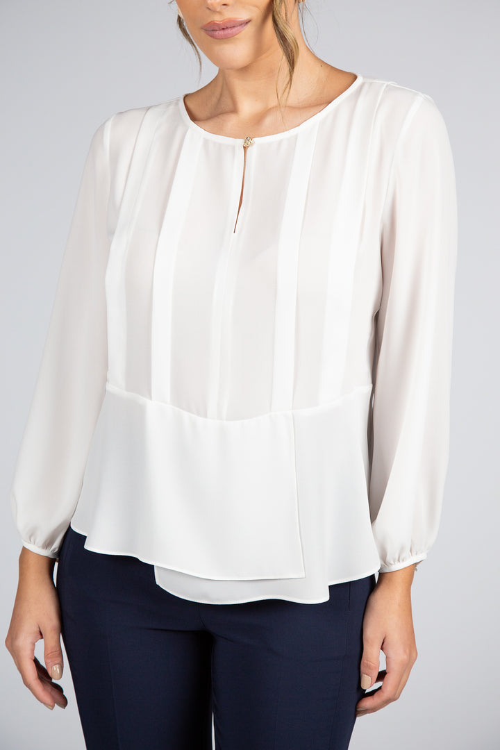 BLUSA BRANCA COM PREGAS SILVINA CAMPOS