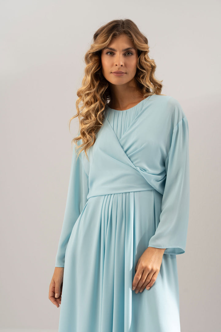 BOLERO FLUIDO EM CHIFFON AZUL FERRACHE