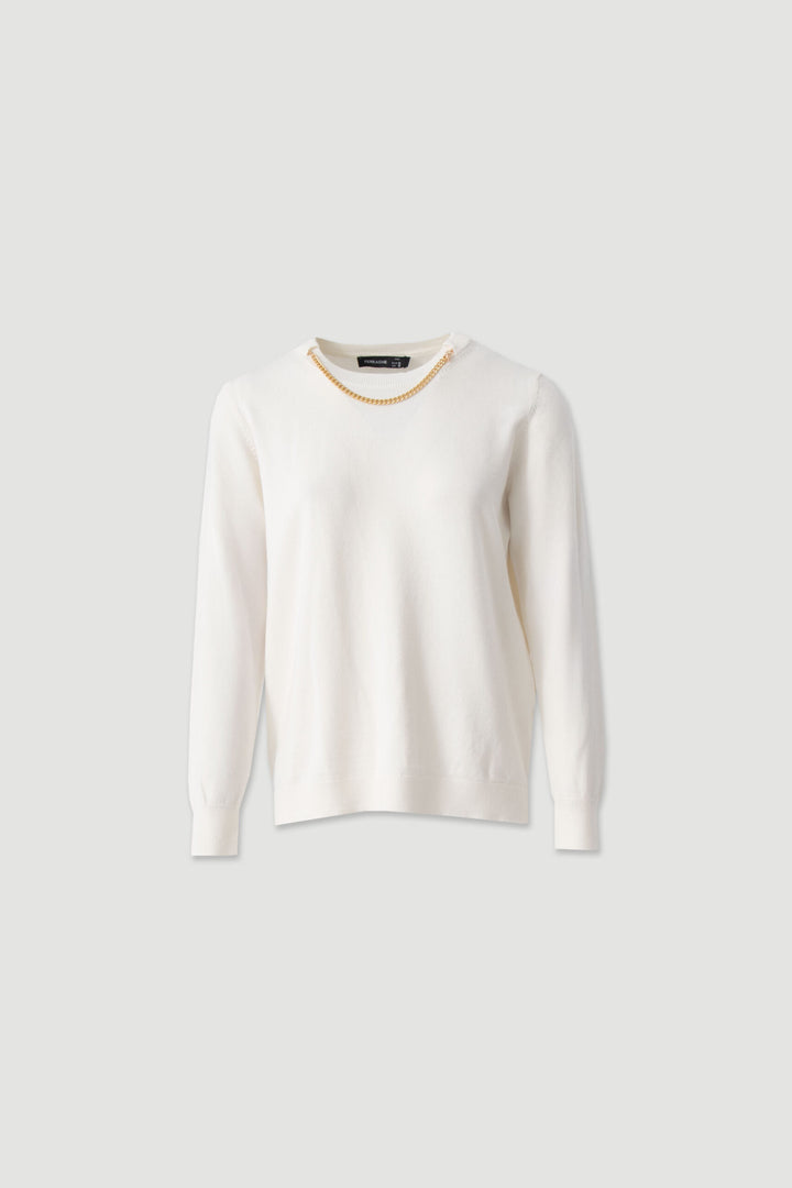 CAMISOLA DE MALHA BRANCA COM CORRENTE DOURADA FERRACHE