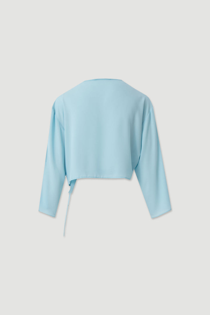 BOLERO FLUIDO EM CHIFFON AZUL FERRACHE
