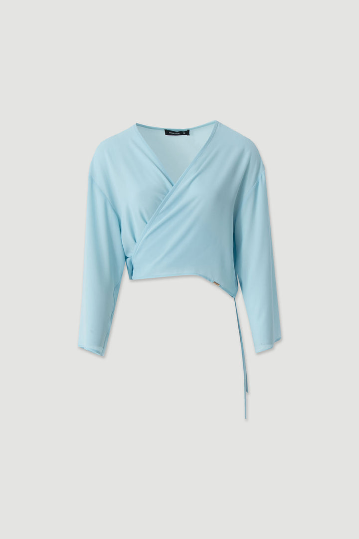 BOLERO FLUIDO EM CHIFFON AZUL FERRACHE