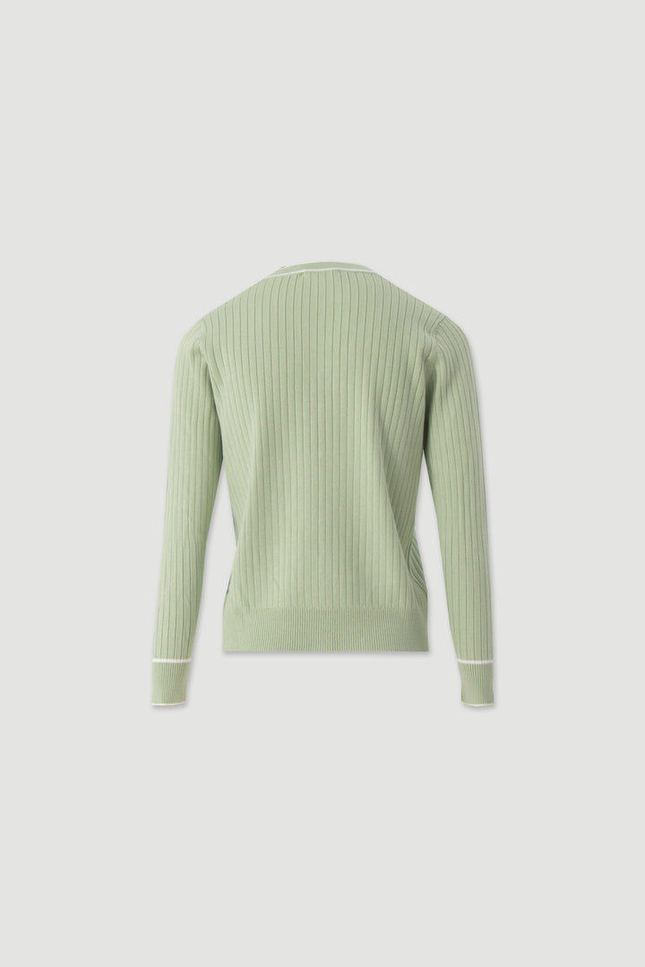 CARDIGAN DE MALHA VERDE CANELADA FERRACHE