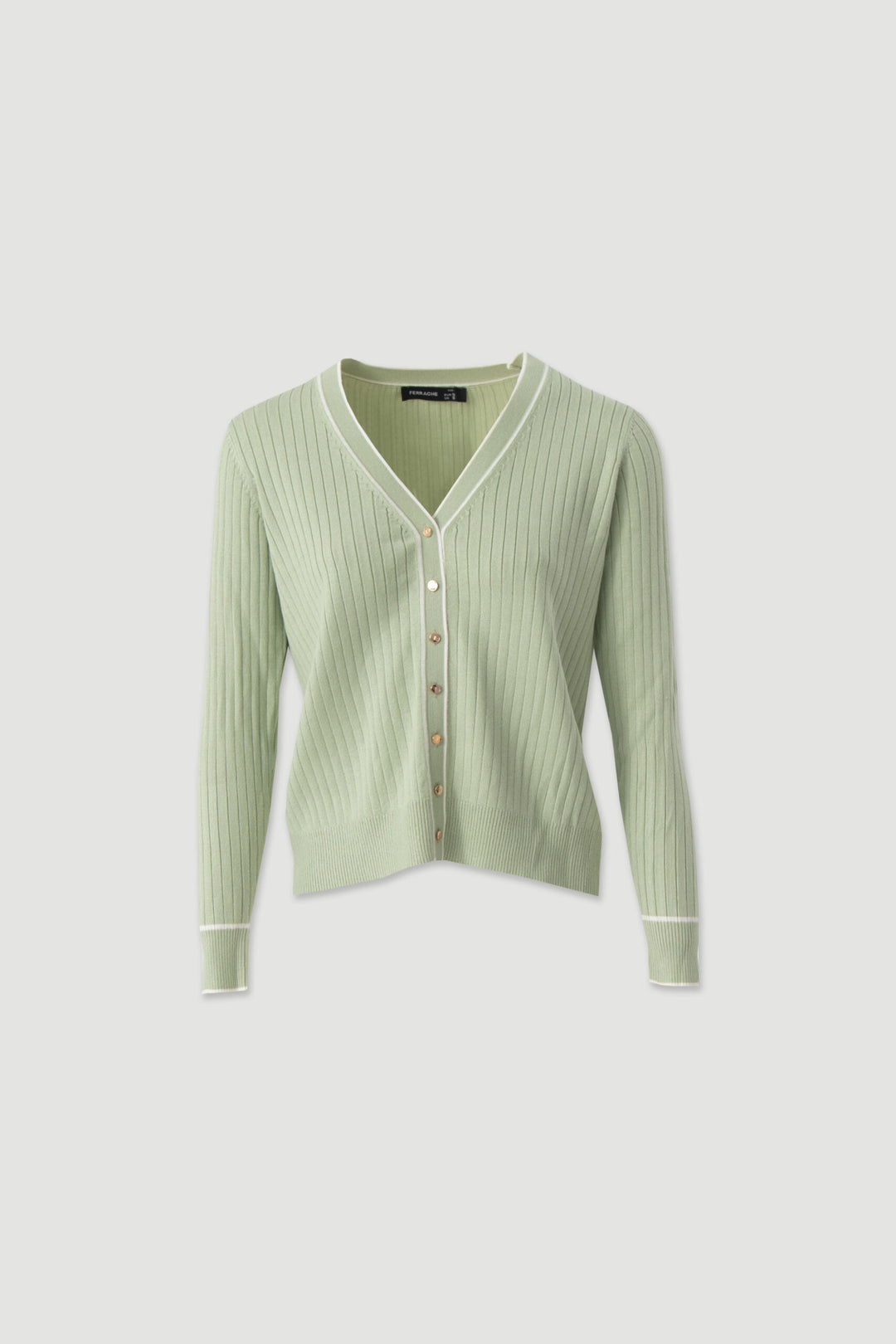 CARDIGAN DE MALHA VERDE CANELADA FERRACHE