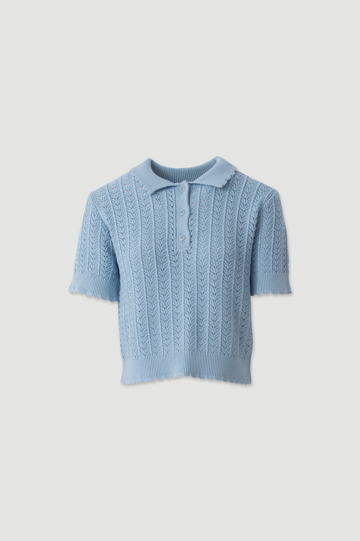 POLO DE MALHA AZUL TEXTURADO FERRACHE