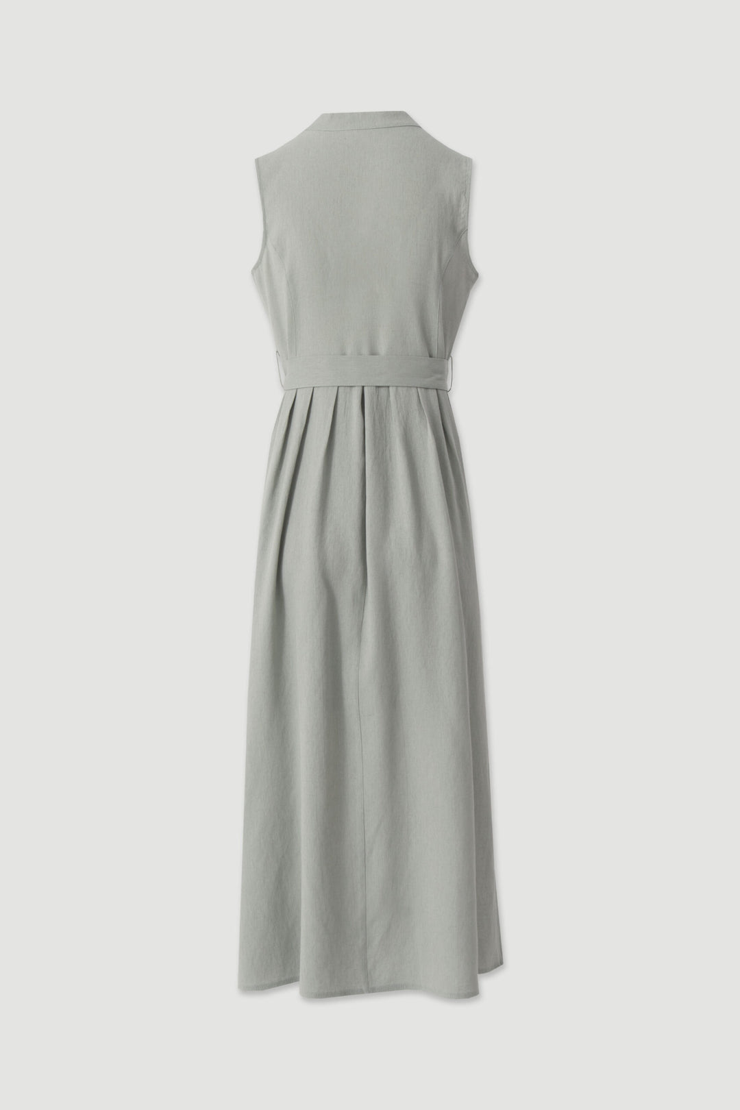 VESTIDO MIDI FLUIDO VERDE CHAMPANHE COM CINTO FERRACHE