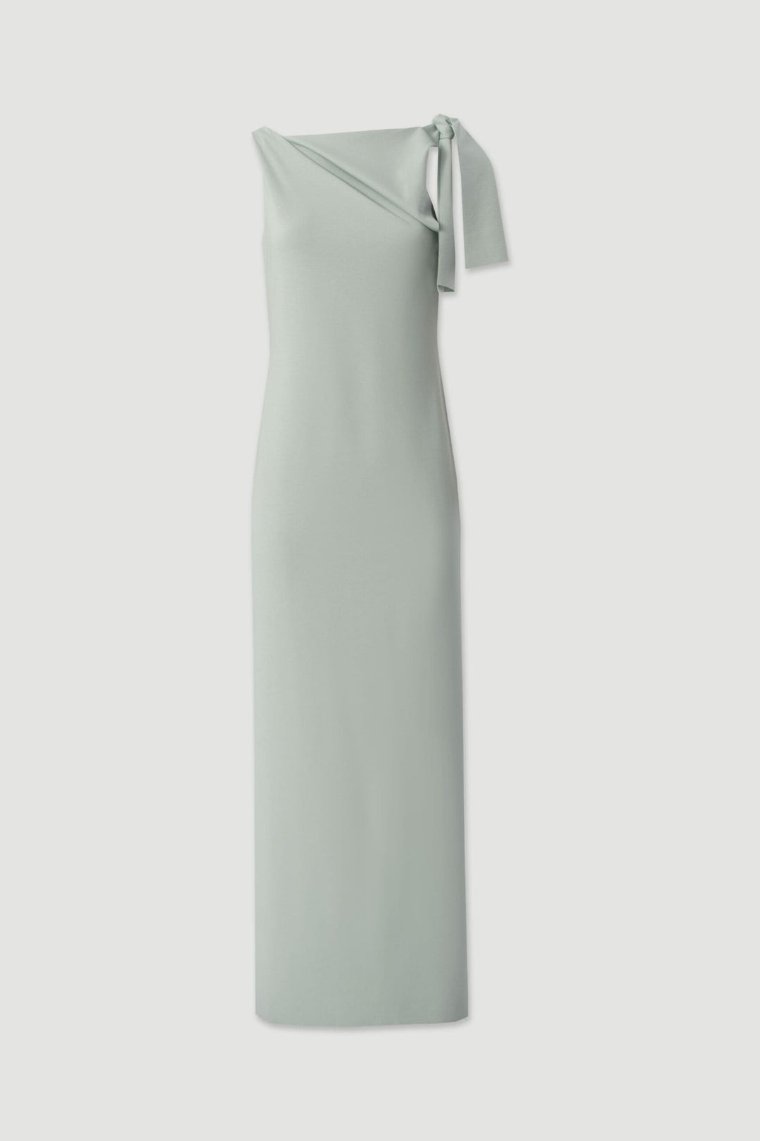 VESTIDO VERDE COMPRIDO COM DRAPEADO E LAÇO NO OMBRO FERRACHE