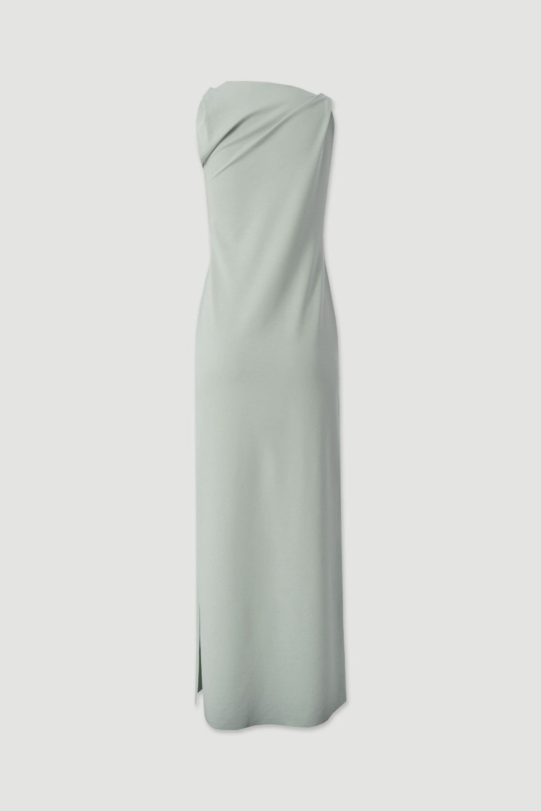 VESTIDO VERDE COMPRIDO COM DRAPEADO E LAÇO NO OMBRO FERRACHE
