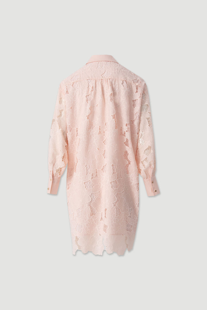 VESTIDO ROSA CURTO EM RENDA FERRACHE