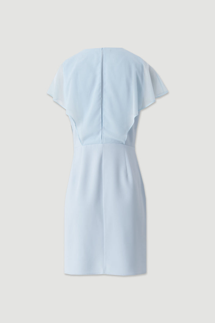 VESTIDO CURTO AZUL COM DRAPEADO CRUZADO FERRACHE