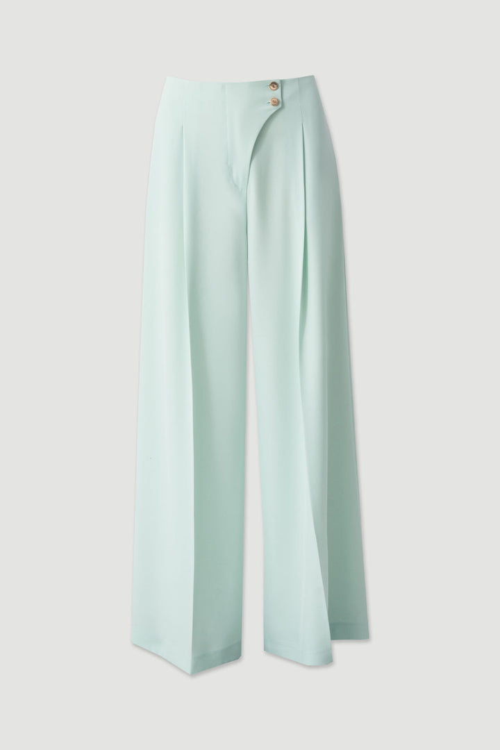 CALÇA VERDE FLUÍDA COM FECHO CRUZADO FERRACHE