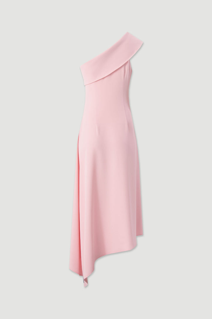 VESTIDO ROSA ASSIMÉTRICO COM DECOTE ASSIMETRICO FERRACHE