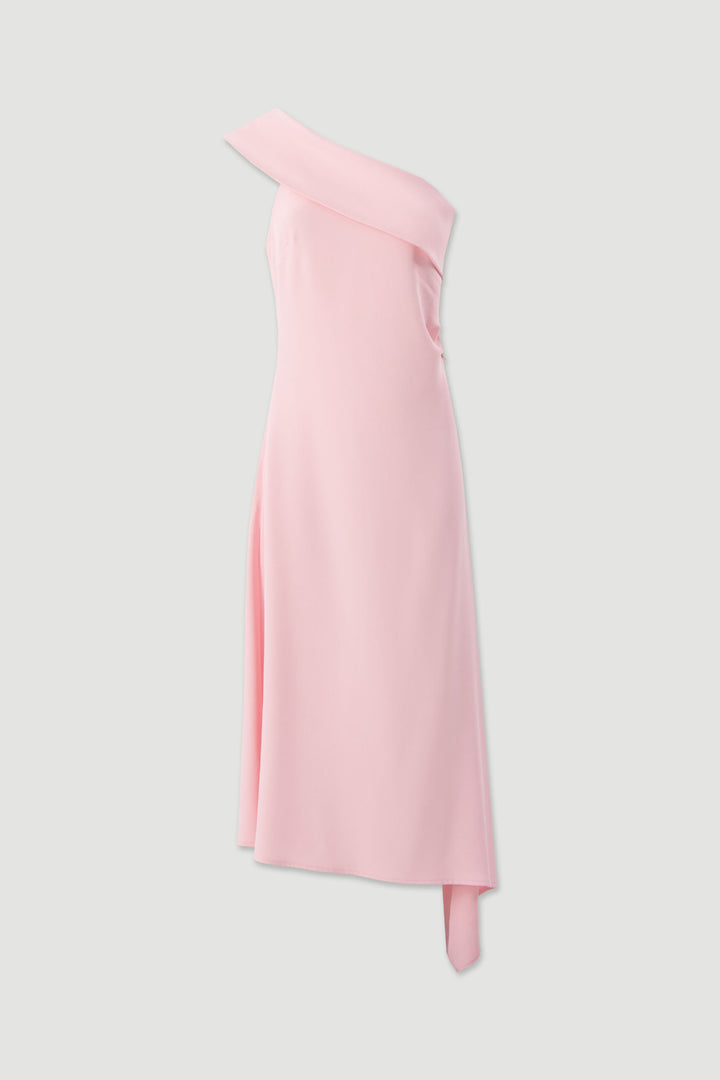 VESTIDO ROSA ASSIMÉTRICO COM DECOTE ASSIMETRICO FERRACHE