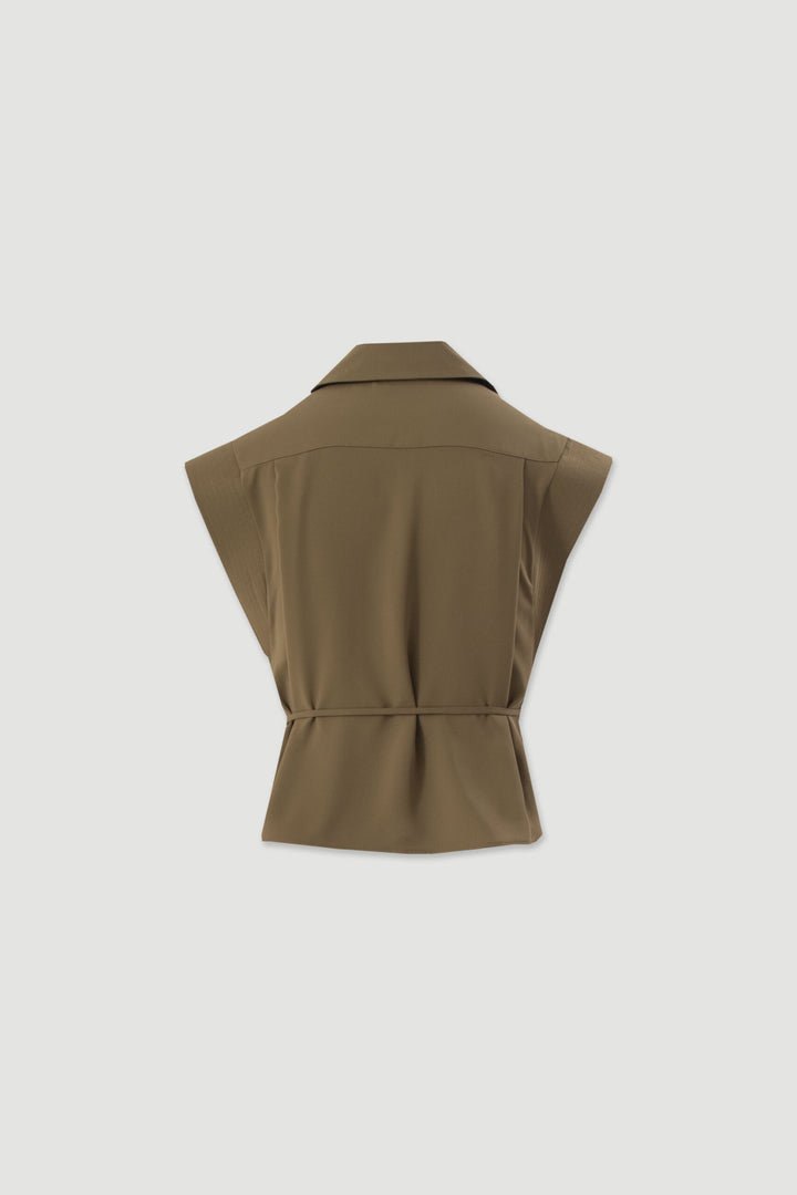 BLUSA VERDE FLUIDA COM CINTO FERRACHE