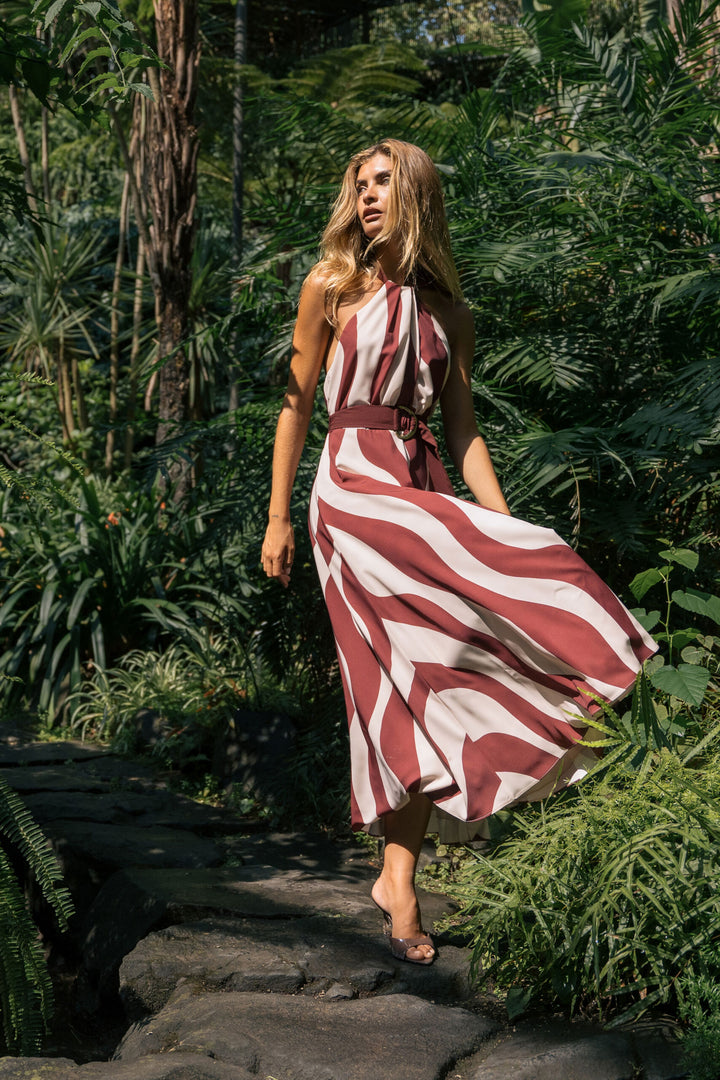 VESTIDO COMPRIDO ESTAMPADO DECOTE HALTER FERRACHE