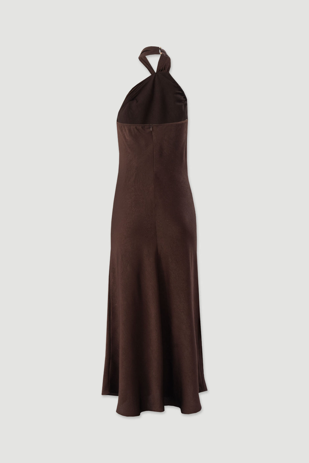 VESTIDO MIDI CASTANHO DECOTE HALTER FERRACHE