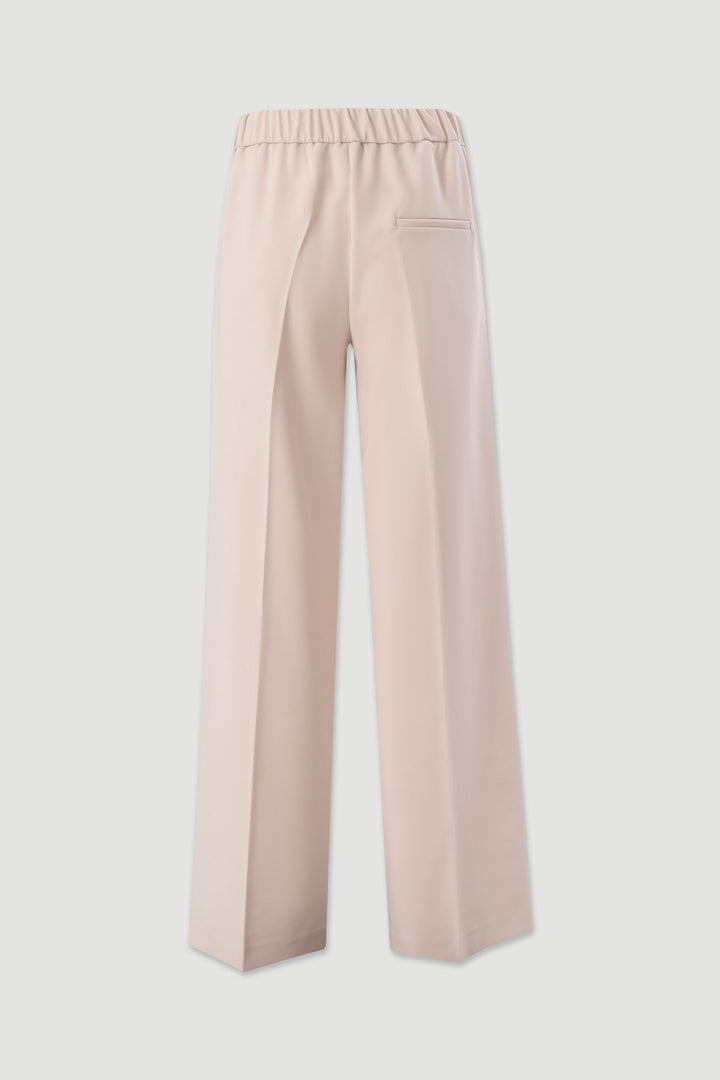 CALÇA BEGE WIDE LEG COM DETALHES METÁLICOS FERRACHE