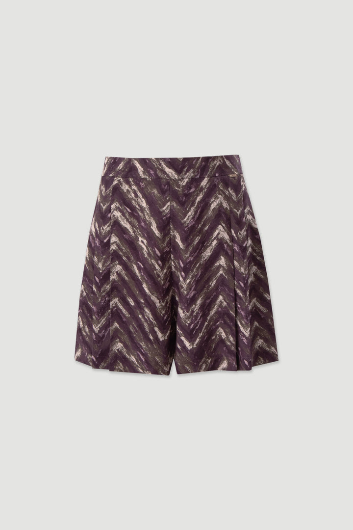 CALÇÃO CURTO ESTAMPADO COM PREGAS ROXO FERRACHE