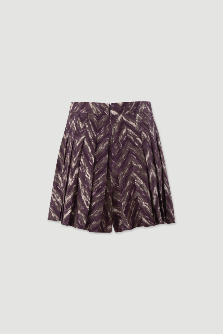 CALÇÃO CURTO ESTAMPADO COM PREGAS ROXO FERRACHE