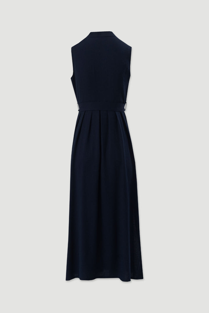 VESTIDO AZUL MARINHO COMPRIDO COM CINTO FERRACHE