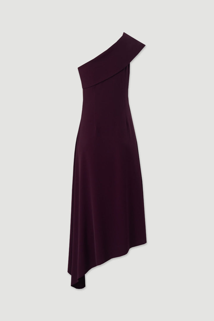 VESTIDO MIDI BORDO ASSIMETRICO DE UM OMBRO FERRACHE