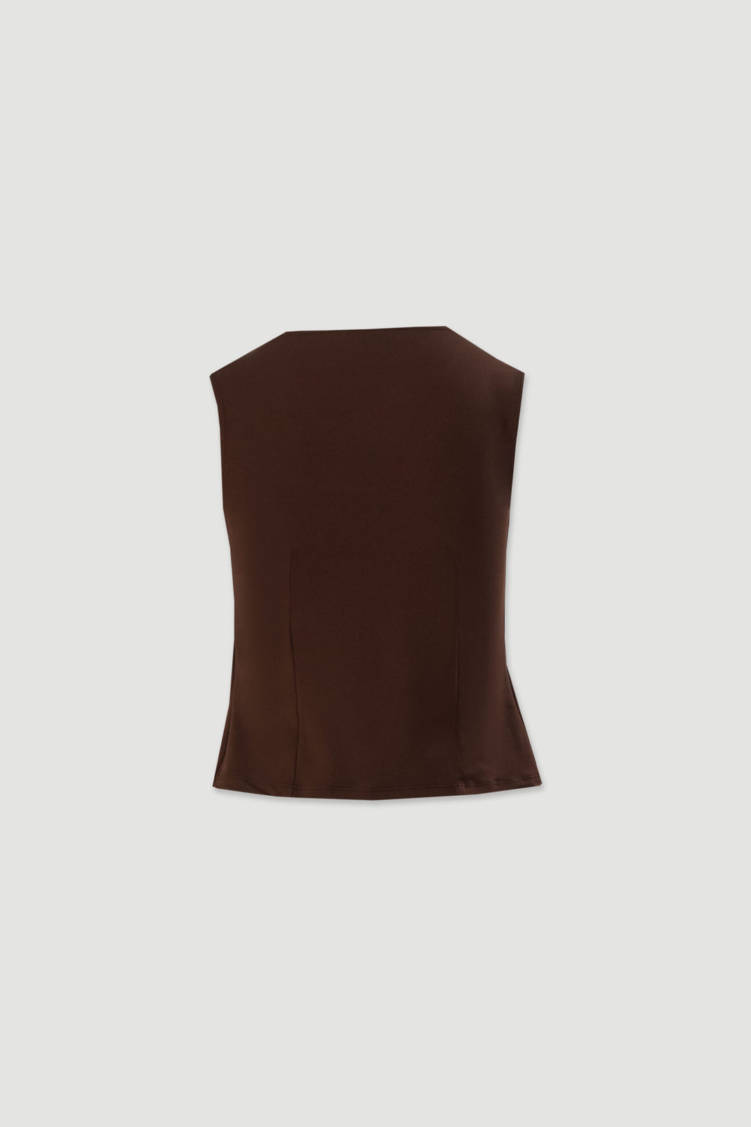 TOP CURTO CASTANHO DE MALHA COM DECOTE QUADRADO FERRACHE
