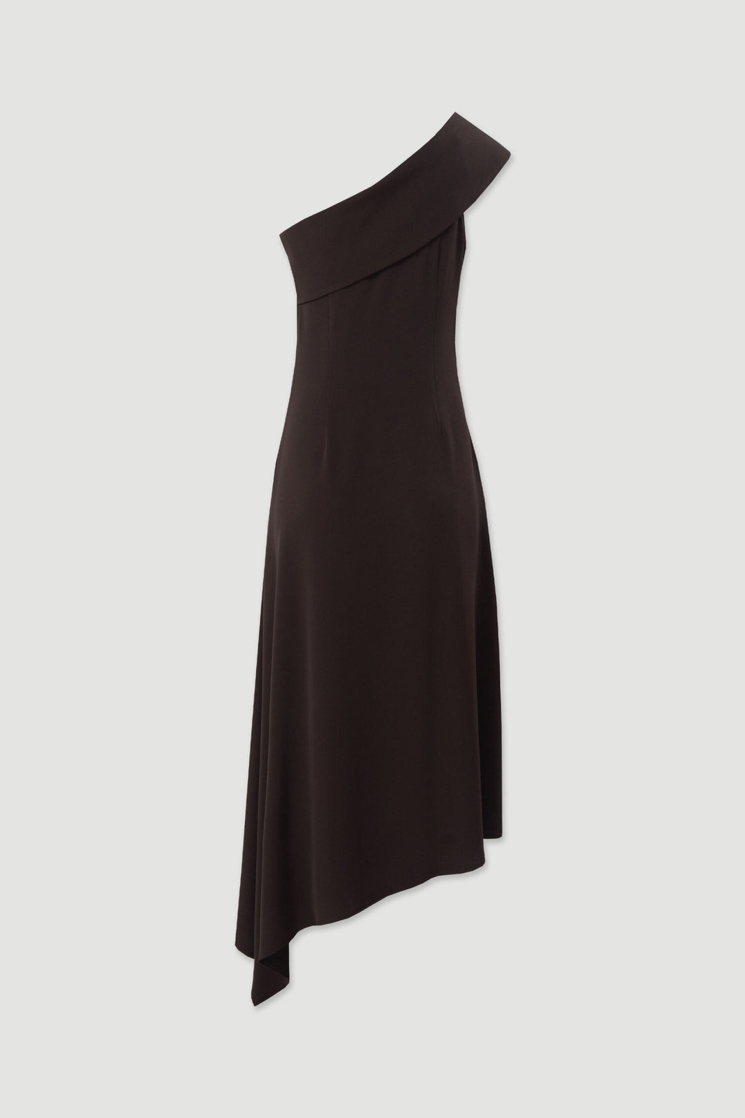 VESTIDO MIDI CASTANHO DE UM OMBRO FERRACHE