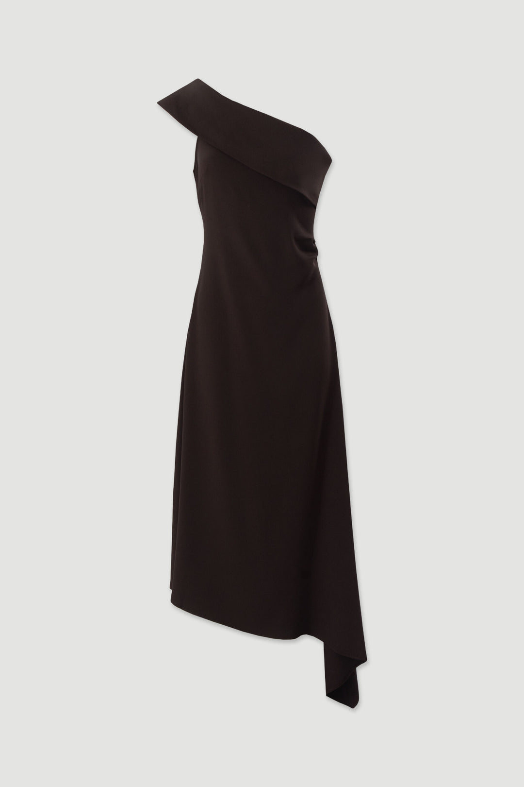 VESTIDO MIDI CASTANHO DE UM OMBRO FERRACHE