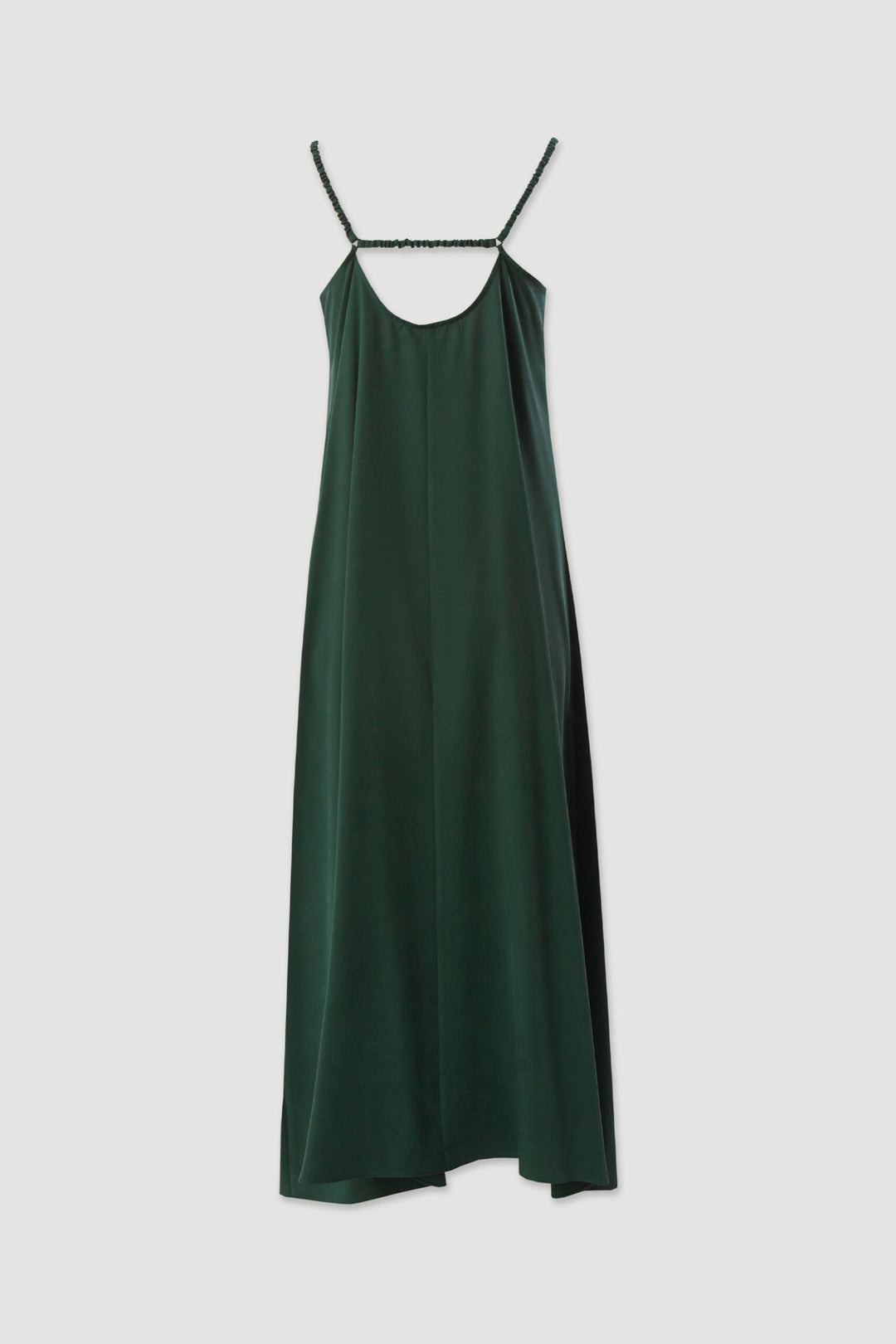 VESTIDO COMPRIDO FLUIDO VERDE COM ALÇAS FINAS FERRACHE
