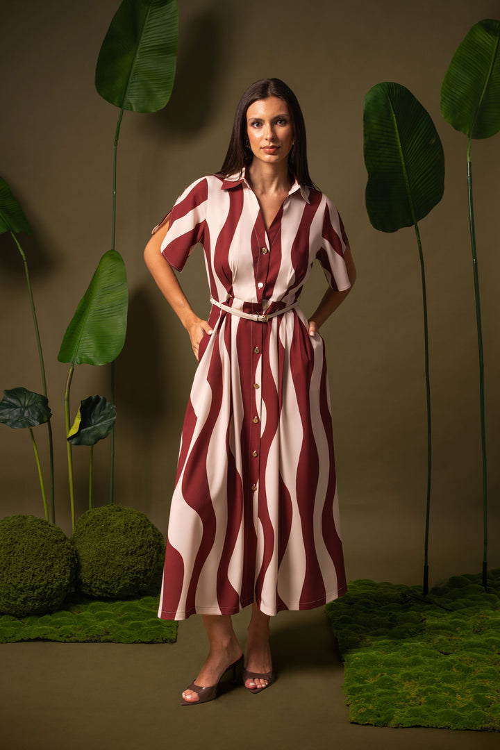 VESTIDO MIDI ESTAMPADO FERRACHE