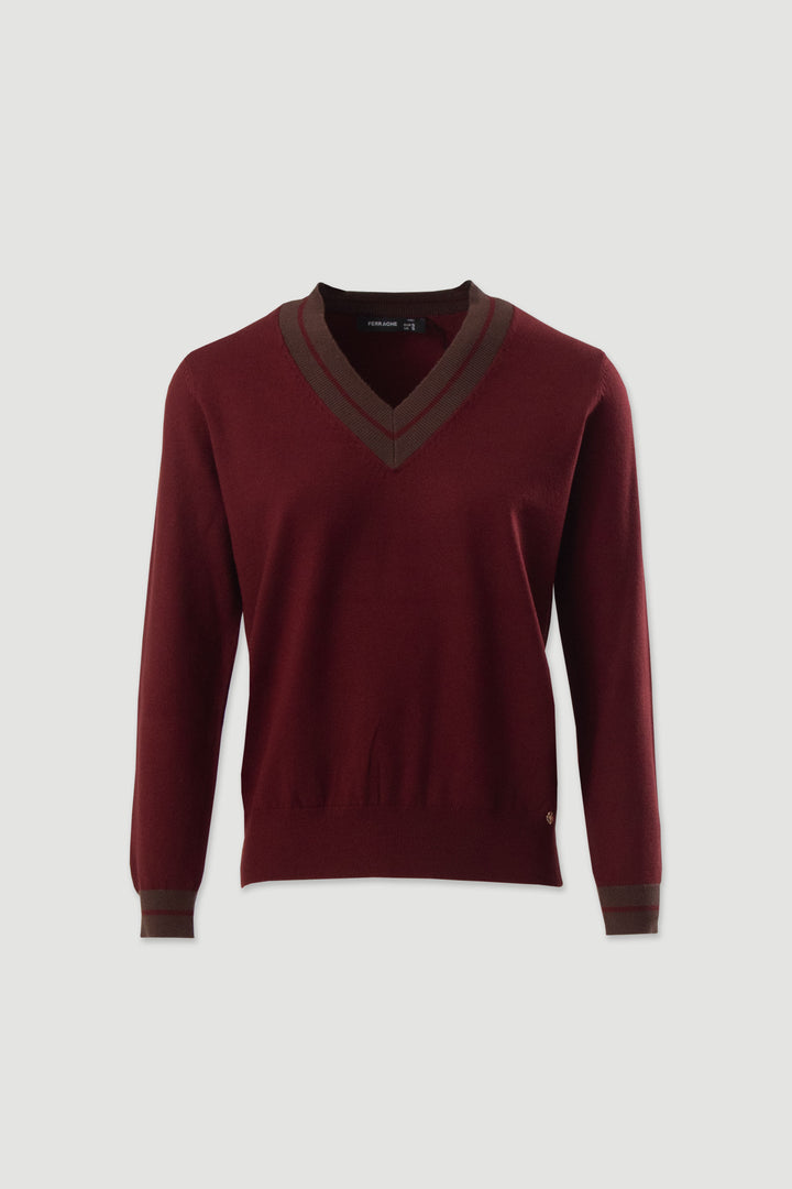 CAMISOLA DE MALHA BORDO COM DECOTE EM V CONTRASTANTE FERRACHE