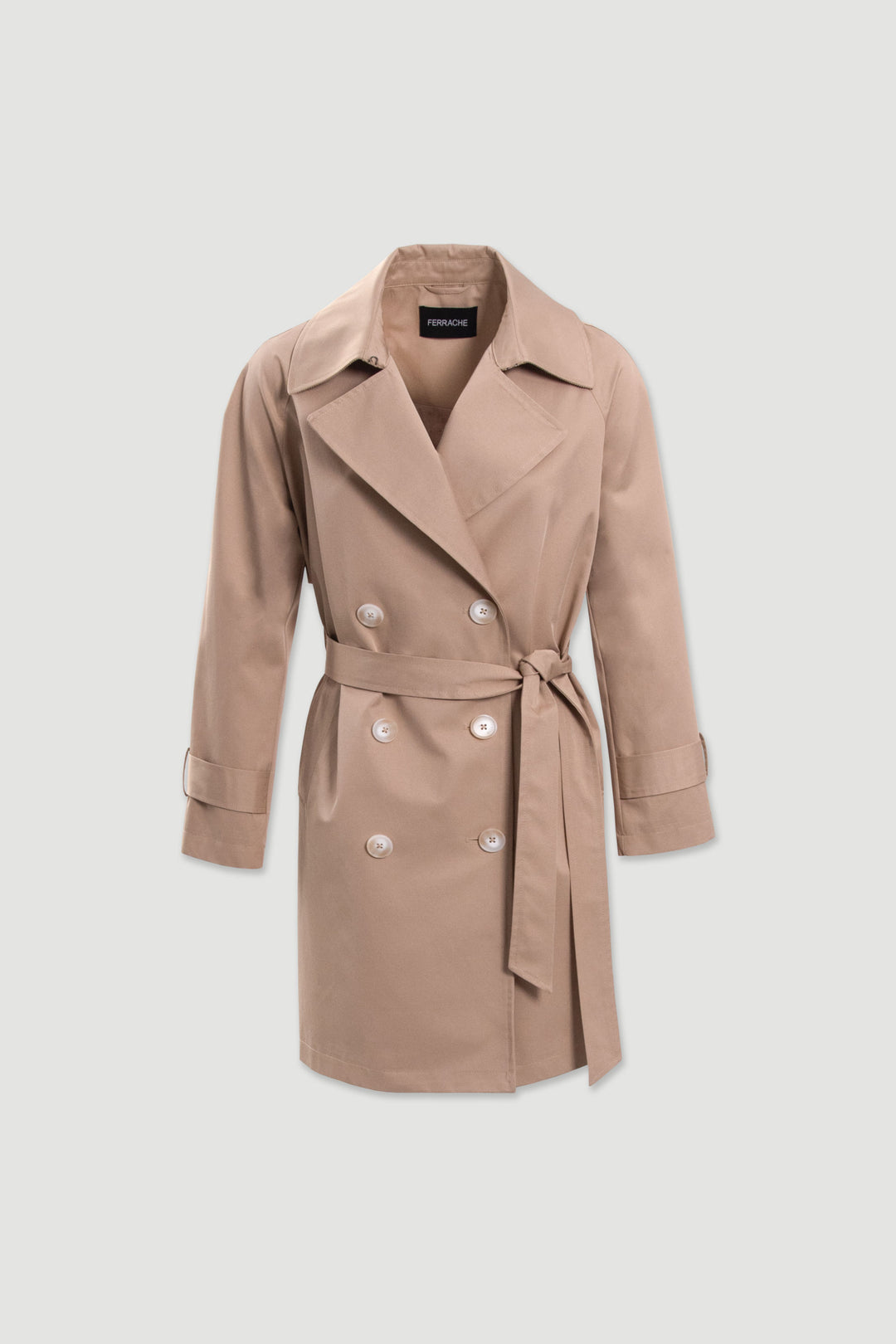 Trench coat bege com cinto Ferrache | Ponto Chic