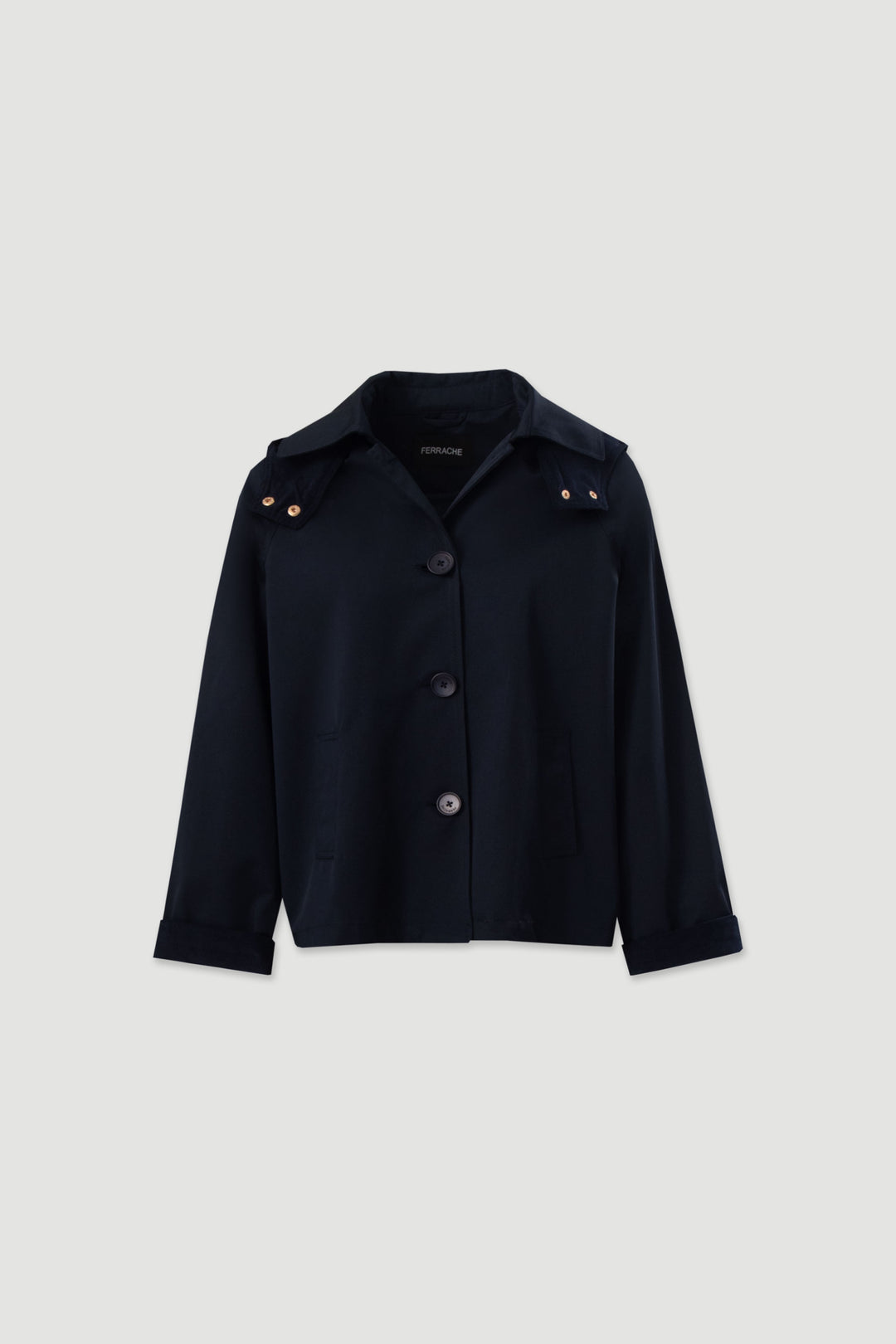 Parka azul marinho com capuz Ferrache | Ponto Chic