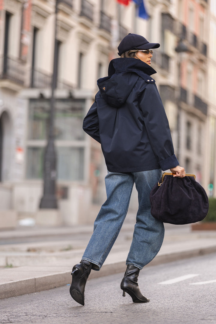 Parka azul marinho com capuz Ferrache | Ponto Chic