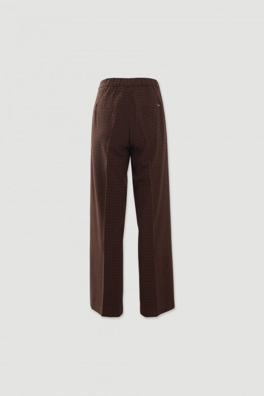 Calça Clássica Xadrez Preto E Castanho Leonor Ferrache