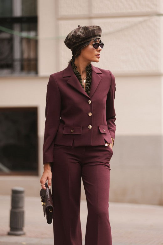 Blazer Curto Bordô Estruturado Ferrache