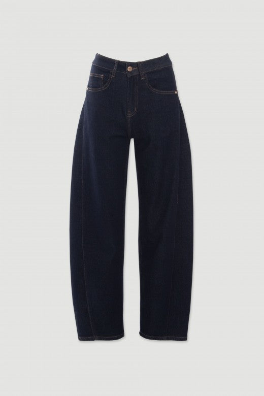 Jeans Baggy Barrel Azul Escuro Ferrache
