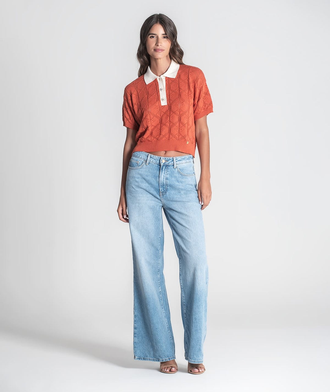 CAMISOLA POLO PERFURADA TELHA RUGA