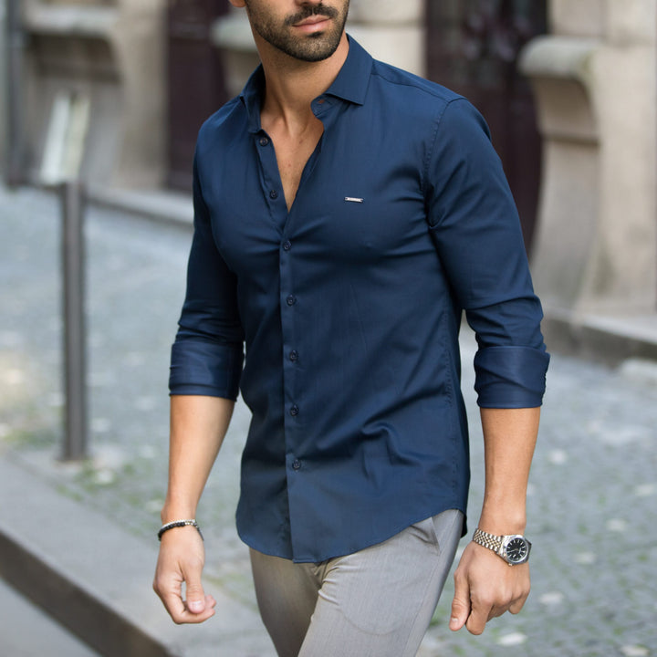 CAMISA GOLA ITALIANA AZUL MARINHO SLIM FIT ZOLF